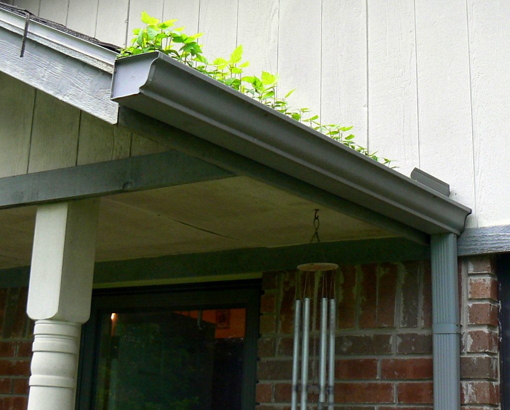 Gutter brightening removing black tiger stripes from white gutters in Garner, NC